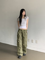 ポケットコットンロングワイドカーゴパンツ / Pruto Pocket Cotton Long Wide Cargo Pants