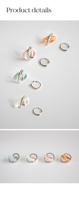 ニットクロスシルバーイヤーカフ/[2set] Knitted cross 'silver' earcuff (4colors)