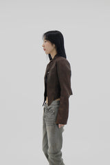 ピグメントウォッシュドレザージャケット / Pigmented Washed Leather Jacket - Brown