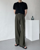 RO ウォッシャブルリネンVネックヘンリーネックニットウェア / VネックRO Washable Linen V-Neck Henley Neck Knitwear (6 colors)
