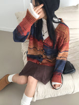ファズ ヴィンテージ グラデーション テキスタイル ニット カーディガン