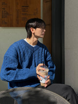 オーバーフィットツイストVネックニット (7color)