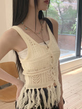 スリッズビンテージボタンニットノースリーブカーディガン/Silz Vintage Button Knit Sleeveless Cardigan