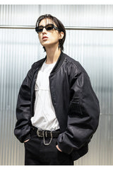 クラックコーテッドデニムMA-1ジャンパー / CRACK COATED DENIM MA-1 JUMPER