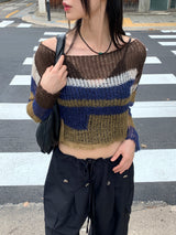 カンポビンテージセブンハンソヒバックストラップクロップニット