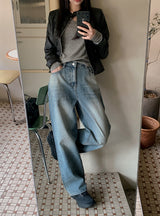 SD Washed Denim Wide Pants