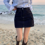 [Bellide made/2 size/Included Underpants] Saltie Non-fade Pocket Cargo Raw Denim Skirt