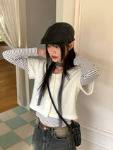 TL ストライプディープUネックロングTシャツ