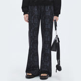Graphic Semi-Bootcut Pants [NAVY] (6674496618614)