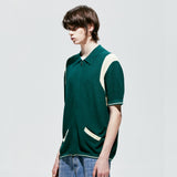 バーシティハーフニットジップアップ / varsity half knit zip-up green