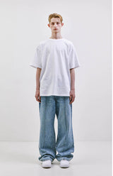 セミブーツカット ワイド ピンタック デニムパンツ /  CHARMS SEMI BOOTCUT  WIDE PINTUCK DENIM PANT BL