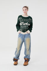 ドゥードゥルチェリーピクセルグラフィックニット／DOODLE CHERRY PIXEL GRAPHIC KNIT [DARK GREEN]
