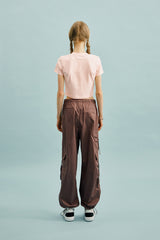 スモールチェリークロップ丈のTシャツ／SMALL CHERRY CROP T-SHIRT [SALMON PINK]