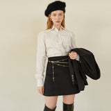 モダンダーツミニスカート / MODERN DART MINI SKIRT (CHARCOAL BLACK)