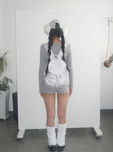 Gray round pocket backpack