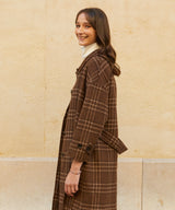 キャッシュウールブレンドローブコート/RCH cashwool blended robe coat check brown