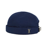 Twill Metal Buckle Watch Cap Navy