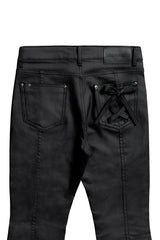 COATED BLACK BOOTS CUT DENIM