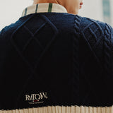 ケーブルニットショールマフラー/CABLE KNIT SHAWL MUFFLER_NAVY