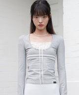 LACE RIBBON TOP (GRAY)