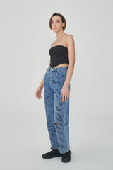 レタリングプリンテッドデニムパンツ / ACTRESS YANG HYE-JI WORN LETTERING PRINTED DENIM PANTS[6050]