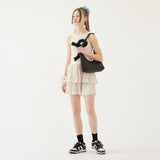 RUFFLED MINI SKIRT (BEIGE) (6579684573302)