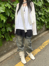 レイヤードリネンキャミソール / Layered linen sleeveless
