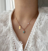 hte パールカラーハートターコイズゲストルックアセントネックレス/hte Pearl Color Heart Turquoise Guest Look Accent Necklace