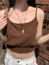 コットンボタンバンディングクロップドキャミソール/Waiben Cotton Button Banding Cropped Sleeveless
