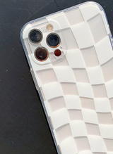 トランスペアレントチェッカーボードホワイトフォーンケース / Transparent Checkerboard White Phone Case