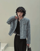 ジョイボタンモヘアクロップジャケット