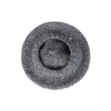 Stud Logo Wool Knit Beret Darkgray