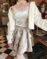 ロマンティックラブレースクロップベルベットノースリーブ