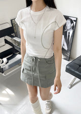 ステッチカーブラインスリットTシャツ / Stitch Curve Line Slit Tee