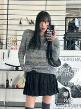 ボカシウェーブルーズニット/Bokashi weave loose knit