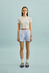 スモールチェリークロップ丈のTシャツ／SMALL CHERRY CROP T-SHIRT [OATMEAL]