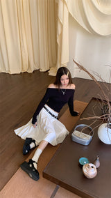 J warmer off-shoulder top