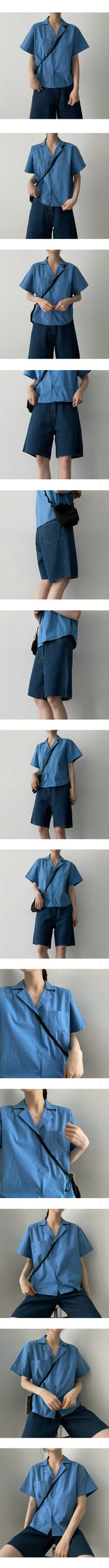 サンディーオープンカラー半袖シャツ / Sandy Open Collar Short-Sleeved Shirt