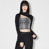 Layered Check Knit Set [BLACK] (6638337884278)
