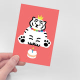 CAKE TIGER WHITE POST CARD (6538766418038)