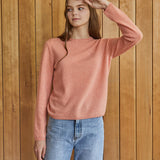 100%cashmere round neck basic top_orange snow (6653734617206)