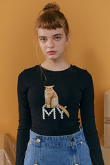 パールオンキャットTシャツ