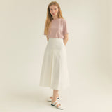 コットンプリーツAラインスカート / Cotton Pleats A-Line Long Skirt (Ivory)