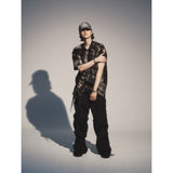 ブリーチダイングストラップシャツ / BLEACH DYEING STRAP SHIRT_BK