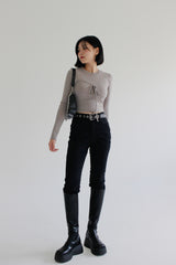 スリップブラックデニムパンツ/no.2330 slip black denim pants