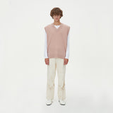 LAMBSWOOL V NECK KNIT VEST_PINK (6611351634038)