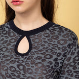 レオパードバーンアウトT / LEOPARD BURN-OUT TEE (NAVY)