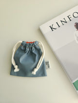 Two tone string pouch - skyblue gray S