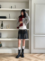 ポルツ y2k プリーテッドミニデニムスカート