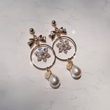 デイジーアンドリボンピアス / Gold Daisy and Ribbon Piercing